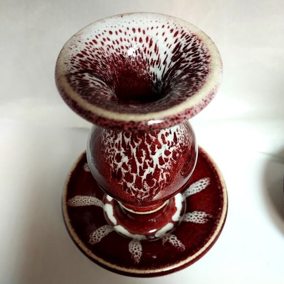 Vintage Pottery Candle Holders Set Of 2 Sign By The Artist MMS. - Picture 3 of 9